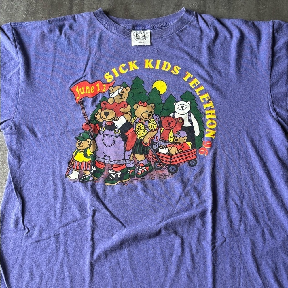 VTG Sick Kids Telethon Teddy Bear Shirt Mens XL